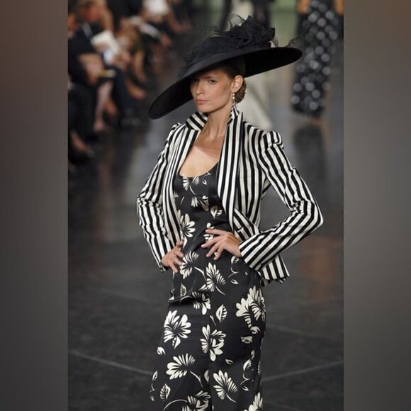Ralph Lauren Collection ~ Spring 2008 Runway Black & White Stripe Cotton Jacket - Picture 15 of 16